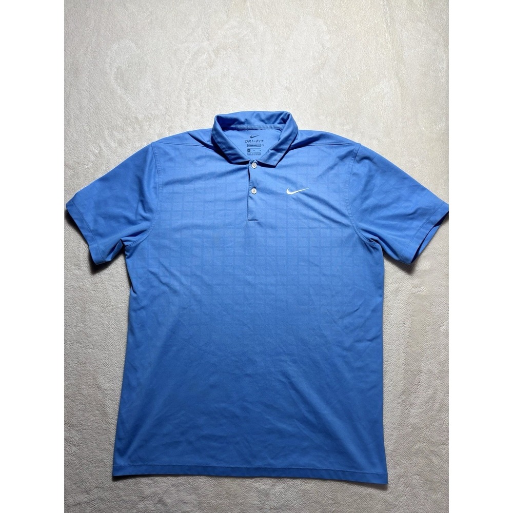 Nike Dri-Fit Short Sleeve Blue Golf Polo Shirt Size Medium